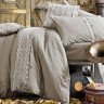 Постельное белье из органического хлопкового ранфорса ISSIMO SALOME серое евро