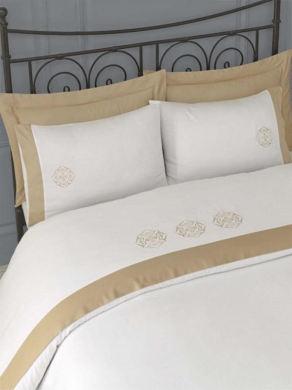 Постельное белье из сатина-люкс с вышивкой ISSIMO BLANCHE BEIGE евро