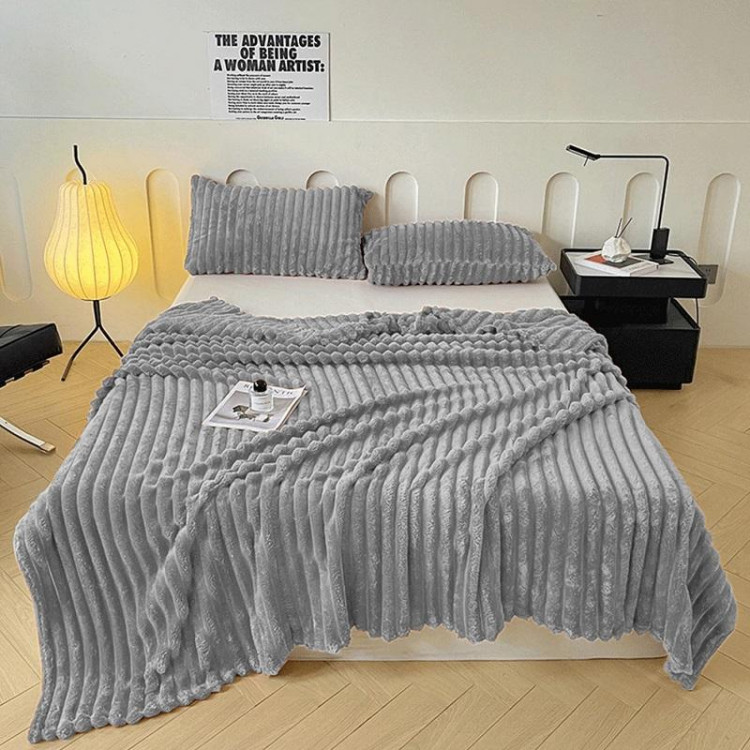 Плед фланелевый CRISTELLE STRIPE PREMIUM серый 150х200